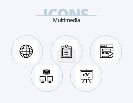 Ilustración de Multimedia Line Icon Pack 5 Icon Design. . . documents. website. alert - Imagen libre de derechos