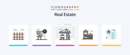 Ilustración de Real Estate Flat 5 Icon Pack Including . location. estate. home. building. Creative Icons Design - Imagen libre de derechos