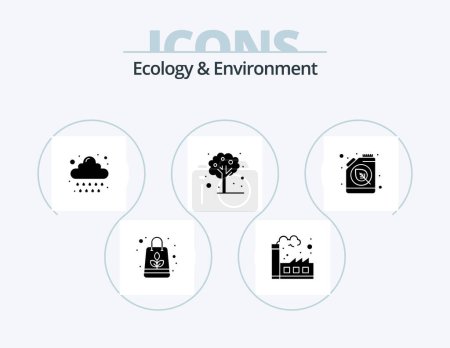 Téléchargez les illustrations : Ecology And Environment Glyph Icon Pack 5 Icon Design. energy. conventional. report. tree. park - en licence libre de droit