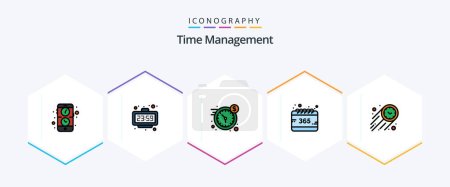 Ilustración de Time Management 25 FilledLine icon pack including fast. selection. watch. calendar. time - Imagen libre de derechos