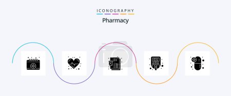 Illustration for Pharmacy Glyph 5 Icon Pack Including medical pills. capsule. list. test. medical - Royalty Free Image