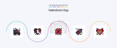 Téléchargez les illustrations : Valentines Day Line Filled Flat 5 Icon Pack Including bandage. sale. love. love. date - en licence libre de droit