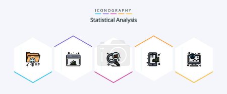 Illustration for Statistical Analysis 25 FilledLine icon pack including statistical. finance. web. chart. search stats - Royalty Free Image