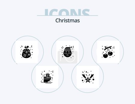 Illustration for Christmas Glyph Icon Pack 5 Icon Design. christmas. santa. bag. claus. holidays - Royalty Free Image