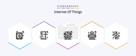Illustration for Internet Of Things 25 Line icon pack including technology. smart. bus. scanning. future - Royalty Free Image