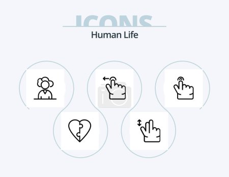 Téléchargez les illustrations : Human Line Icon Pack 5 Icon Design. . . patch. touch. double - en licence libre de droit