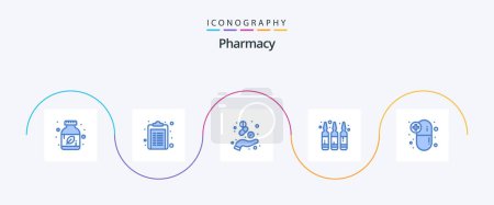 Illustration for Pharmacy Blue 5 Icon Pack Including capsule. liquid. capsule. drug. medicine - Royalty Free Image