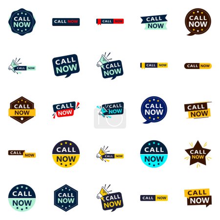 Illustration for Call Now 25 Modern Typographic Elements to encourage calling - Royalty Free Image