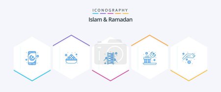 Illustration for Islam And Ramadan 25 Blue icon pack including charity. religion. bedug. mubarak. islam - Royalty Free Image