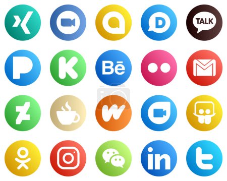 Illustration for All in One Social Media Icon Set 20 icons such as deviantart. email. pandora. gmail and flickr icons. High definition and unique - Royalty Free Image