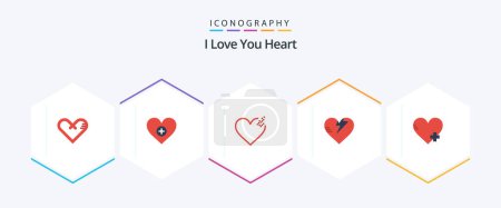 Illustration for Heart 25 Flat icon pack including heart. add. add. care. healthcare - Royalty Free Image