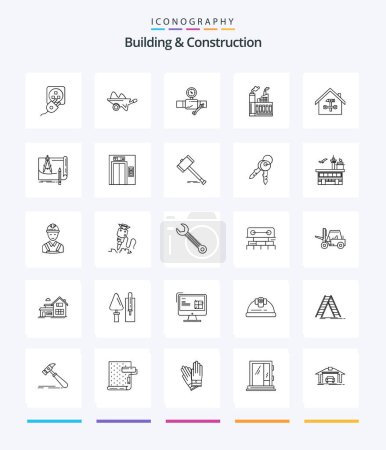Illustration for Creative Building And Construction 25 OutLine icon pack  Such As building. gage. garden. repair. building - Royalty Free Image