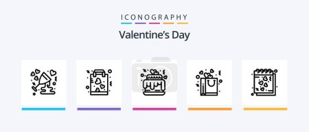 Téléchargez les illustrations : Valentines Day Line 5 Icon Pack Including life. heart. valentine. cards. love. Creative Icons Design - en licence libre de droit