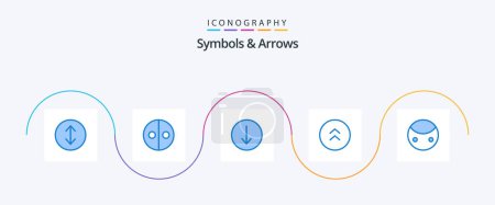 Ilustración de Symbols and Arrows Blue 5 Icon Pack Including . symbolism. down. sign. up - Imagen libre de derechos