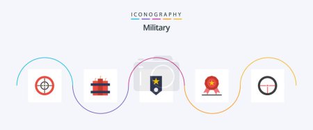 Illustration for Military Flat 5 Icon Pack Including soldier. badge. one. army. medal - Royalty Free Image