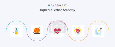 Ilustración de Academy Flat 5 Icon Pack Including theology. religious. heart rate. religion. star - Imagen libre de derechos