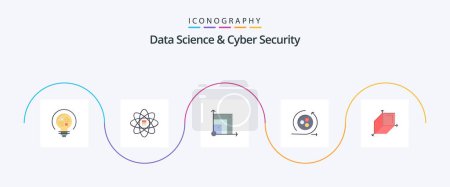 Illustration for Data Science And Cyber Security Flat 5 Icon Pack Including box. scince. scalabel. modeling. modeling - Royalty Free Image