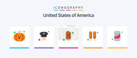 Illustration for Usa Flat 5 Icon Pack Including . cola. cream. soda. beer. Creative Icons Design - Royalty Free Image