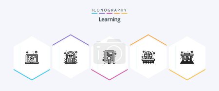 Illustration for Learning 25 Line icon pack including museum. game. diploma. basketball. ball - Royalty Free Image