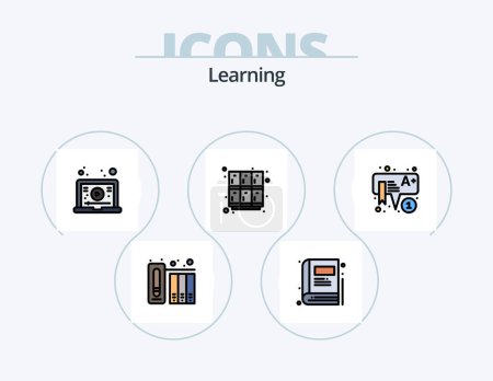 Téléchargez les illustrations : Learning Line Filled Icon Pack 5 Icon Design. learning. drawing. learning. preschool. kids - en licence libre de droit