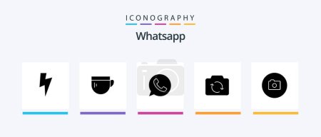 Ilustración de Whatsapp Glyph 5 Icon Pack Including basic. camera. chat. ui. refresh. Creative Icons Design - Imagen libre de derechos
