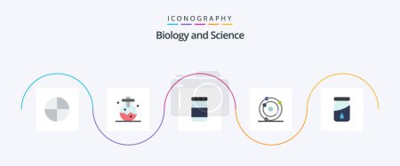Téléchargez les illustrations : Biology Flat 5 Icon Pack Including . atom. drug. bottle - en licence libre de droit