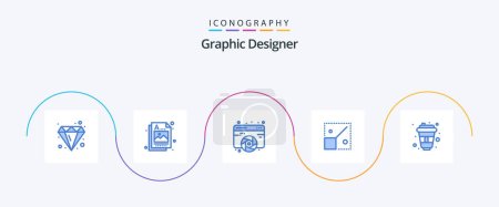 Illustration for Graphic Designer Blue 5 Icon Pack Including cola. design. design. resize. web - Royalty Free Image