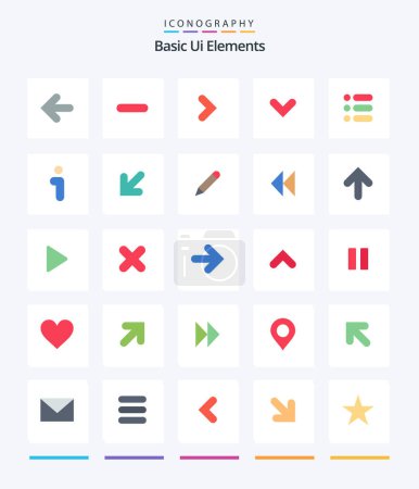 Illustration for Creative Basic Ui Elements 25 Flat icon pack  Such As task. down. arrow. direction. arrow - Royalty Free Image