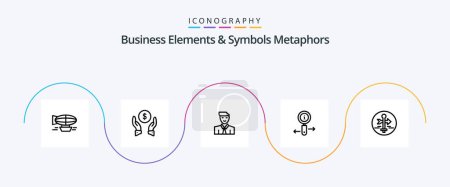 Téléchargez les illustrations : Business Elements And Symbols Metaphors Line 5 Icon Pack Including zoom. info. money. avatar. student - en licence libre de droit