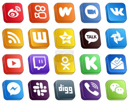 Téléchargez les illustrations : 20 Modern Isometric 3D Social Media Icons such as qzone. video. wattpad and rss icons. Minimalist and customizable - en licence libre de droit
