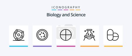 Ilustración de Biology Line 5 Icon Pack Including laboratory. biology. biochemistry. biochemistry. process. Creative Icons Design - Imagen libre de derechos