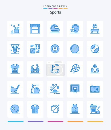Téléchargez les illustrations : Creative Sports 25 Blue icon pack  Such As safety. sport. sport. goal keeper. motorcycle - en licence libre de droit
