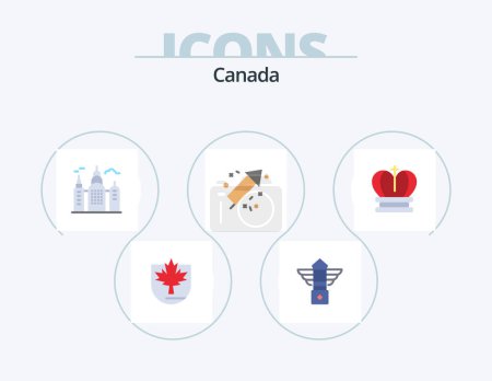 Illustration for Canada Flat Icon Pack 5 Icon Design. royal. crown. building. fire - Royalty Free Image