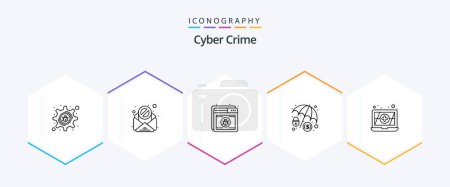 Téléchargez les illustrations : Cyber Crime 25 Line icon pack including . protection. hacker. cyber crime - en licence libre de droit