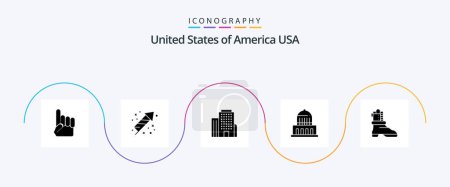Ilustración de Usa Glyph 5 Icon Pack Including american. shose. building. usa. city - Imagen libre de derechos