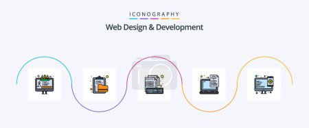 Ilustración de Web Design And Development Line Filled Flat 5 Icon Pack Including laptop. document. folder. device. keyboard - Imagen libre de derechos