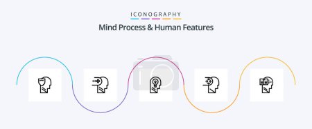 Téléchargez les illustrations : Mind Process And Human Features Line 5 Icon Pack Including idea. business. health. feature. mind - en licence libre de droit