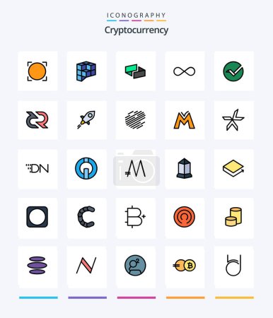 Illustration for Creative Cryptocurrency 25 Line FIlled icon pack  Such As vertcoin. cryptocurrency. ubiq. crypto. infinite coin - Royalty Free Image