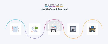 Illustration for Health Care And Medical Flat 5 Icon Pack Including care. machine. bed. weight. diet - Royalty Free Image