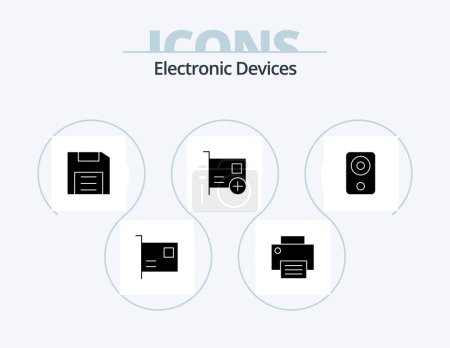 Illustration for Devices Glyph Icon Pack 5 Icon Design. computers. add. hardware. gadget. disc - Royalty Free Image