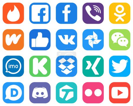 Téléchargez les illustrations : 20 Minimalist Social Media Icons such as audio. messenger. wattpad. wechat and vk icons. High Quality Gradient Icon Set - en licence libre de droit