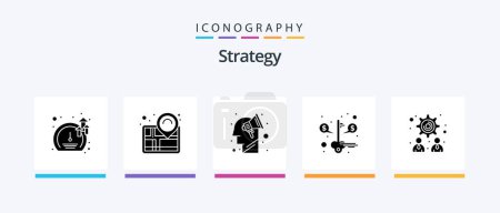 Illustration for Strategy Glyph 5 Icon Pack Including management. saving. campaign. money.. Creative Icons Design - Royalty Free Image