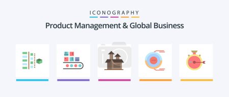 Illustration for Product Managment And Global Business Flat 5 Icon Pack Including estimation. analysis. product. allocation. performance. Creative Icons Design - Royalty Free Image
