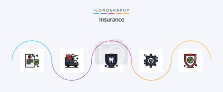Illustration for Insurance Line Filled Flat 5 Icon Pack Including . protection. protection. insurance. gear insurance - Royalty Free Image