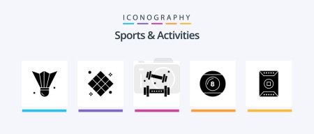 Téléchargez les illustrations : Sports and Activities Glyph 5 Icon Pack Including line-icon. ball. play. recreation. game. Creative Icons Design - en licence libre de droit
