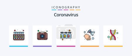 Ilustración de Coronavirus Line Filled 5 Icon Pack Including infection. pharmacy bowl. virus. pharmacy. positive. Creative Icons Design - Imagen libre de derechos