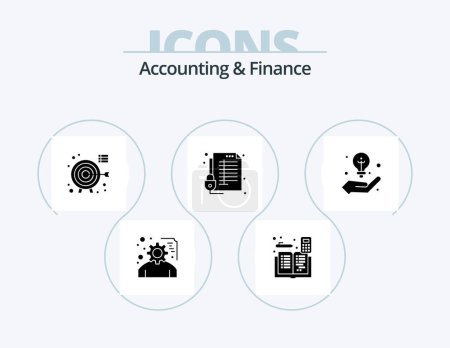 Téléchargez les illustrations : Accounting And Finance Glyph Icon Pack 5 Icon Design. secure. protection. book. protect. focus - en licence libre de droit