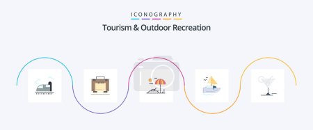 Illustration for Tourism And Outdoor Recreation Flat 5 Icon Pack Including drink. glass. beach. vessel. ship - Royalty Free Image
