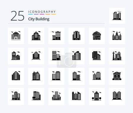 Illustration for City Building 25 Solid Glyph icon pack including estate. construction. house. building. office - Royalty Free Image