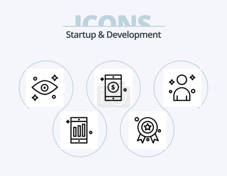 Illustration for Startup And Develepment Line Icon Pack 5 Icon Design. . video. dollar. play. network - Royalty Free Image
